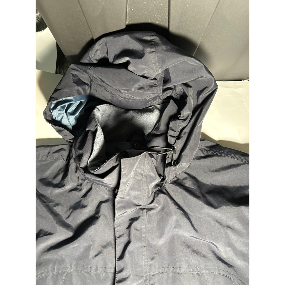 Lands' End Mens XL Black Hooded Rain Jacket Waterproof Windbreaker Coat - Picture 3 of 5